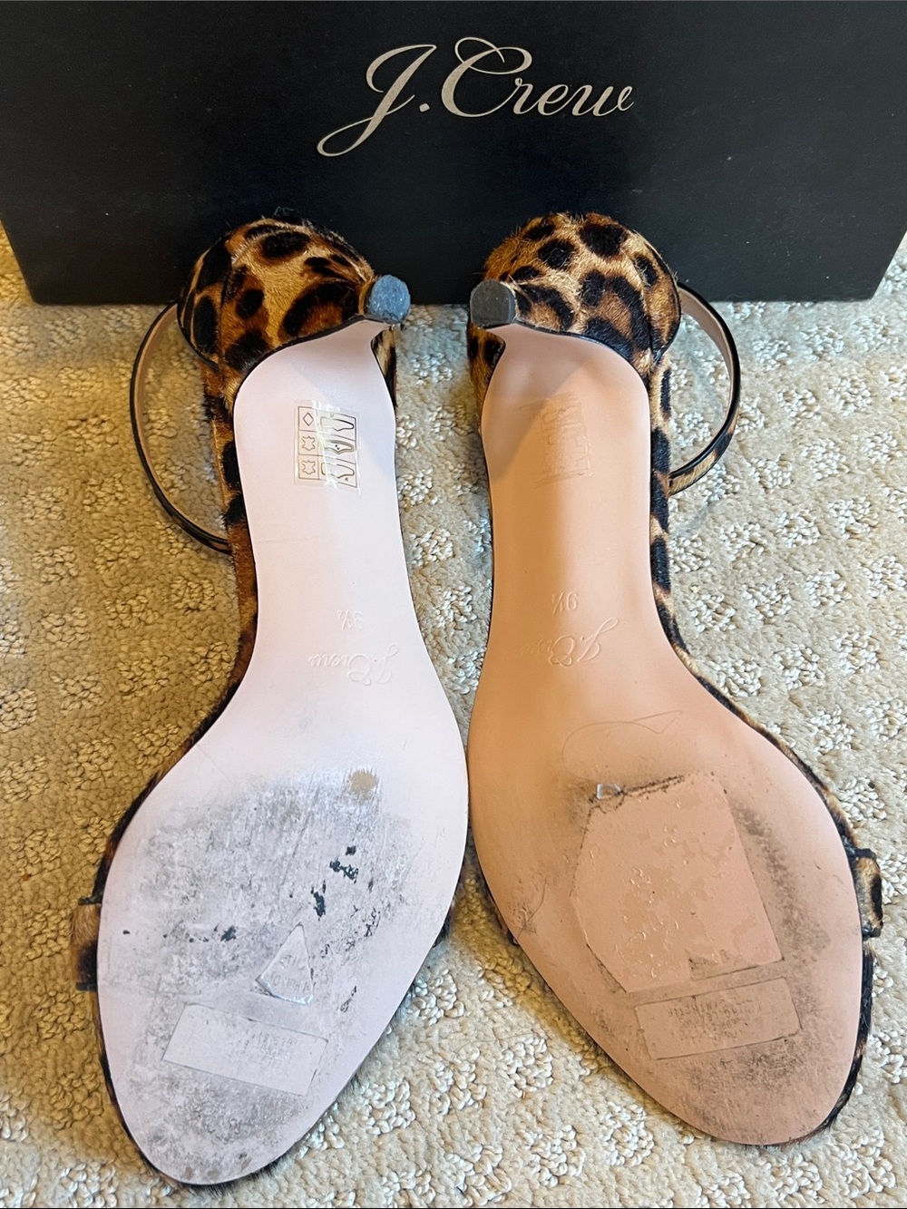 J. Crew Leopard Print Calfhair Ankle Strap  Kitten Heels - Picture 6 of 8
